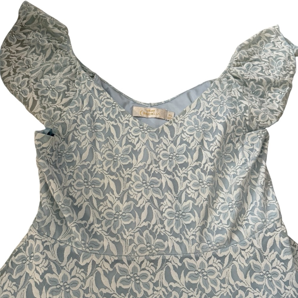 Disney Cinderella Adult Light Blue Floral Lace Fit & Flare Dress XL - Picture 5 of 10